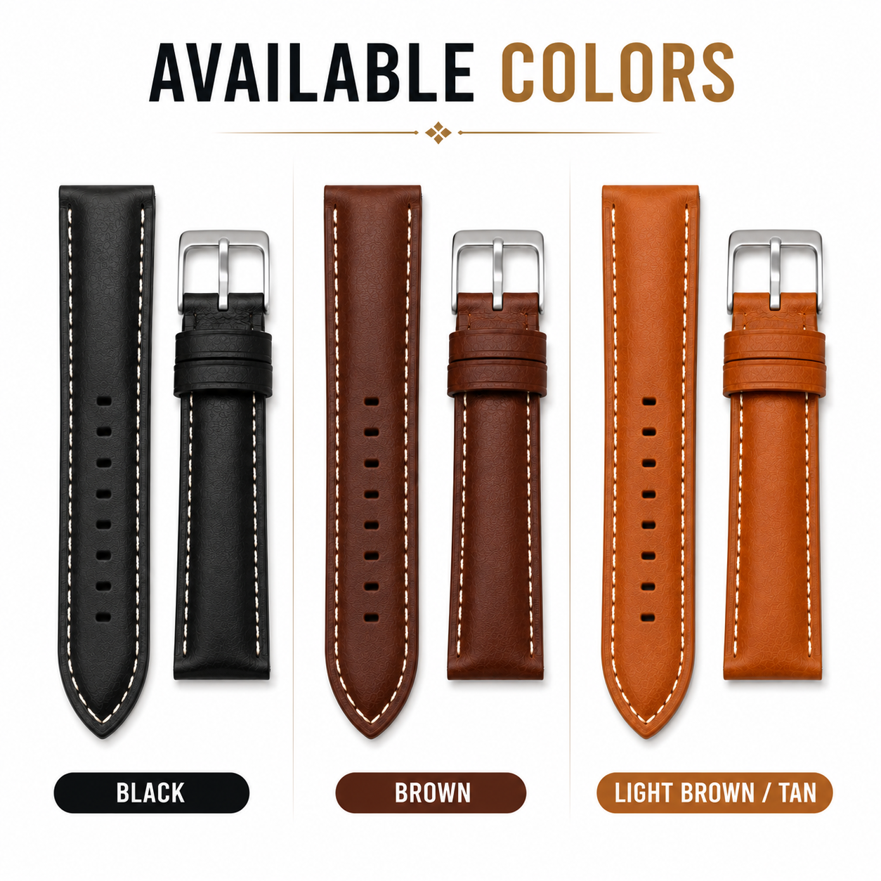 premium leather watch strap black brown tan colors premium leather watch strap black brown tan colors