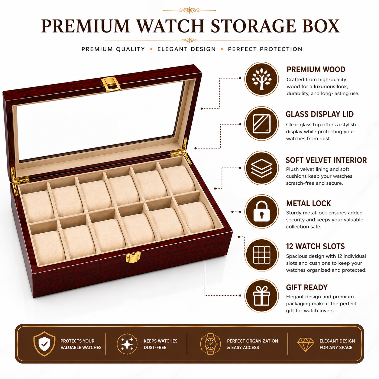 time watch nest 12 slot watch box features infographic time watch nest 12 slot watch box features infographic