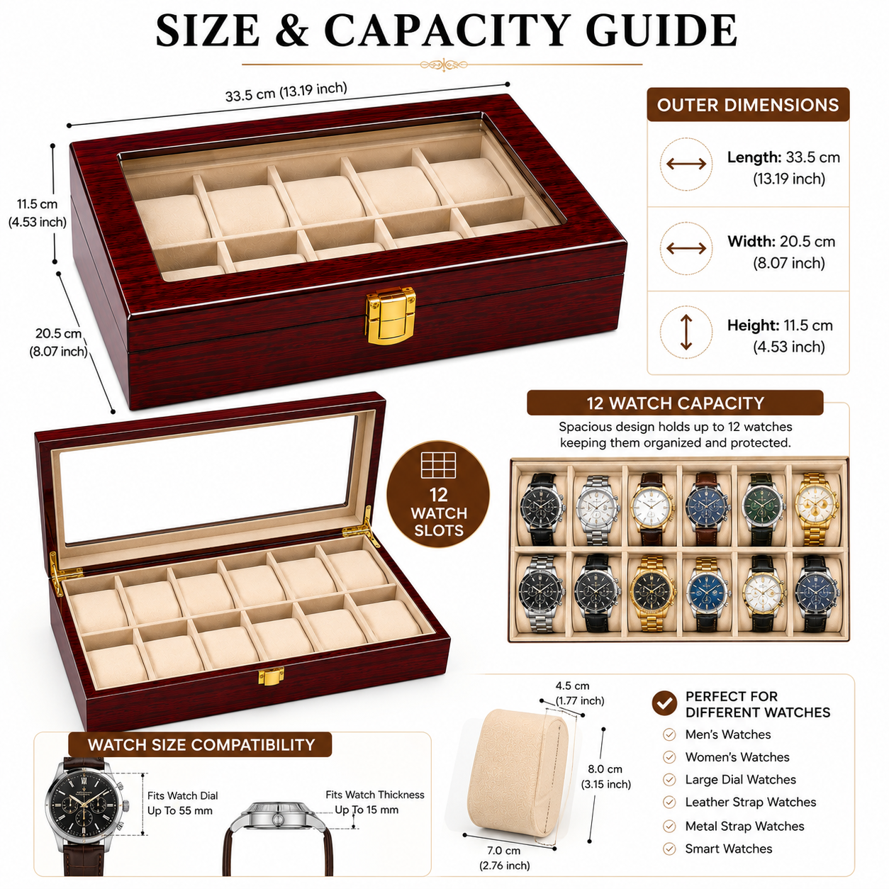 time watch nest 12 slot watch box size capacity guide time watch nest 12 slot watch box size capacity guide