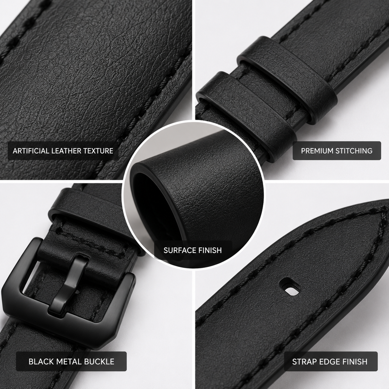 time watch nest premium artificial leather watch strap close up details time watch nest premium artificial leather watch strap close up details