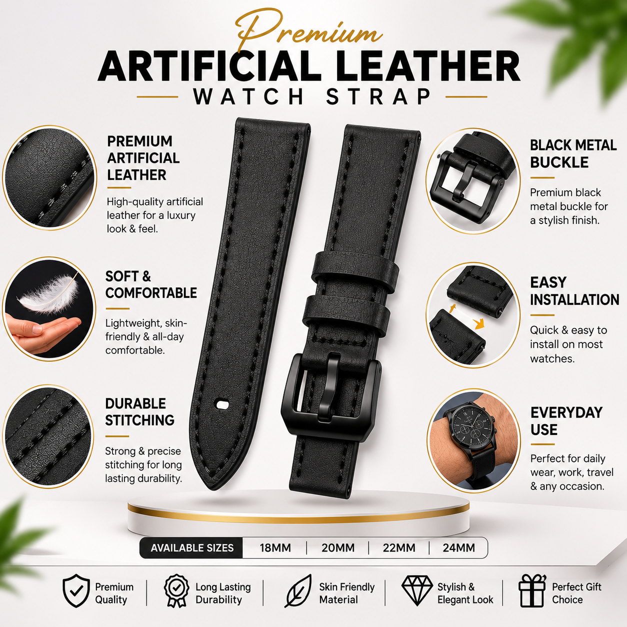 time watch nest premium artificial leather watch strap features infographic time watch nest premium artificial leather watch strap features infographic