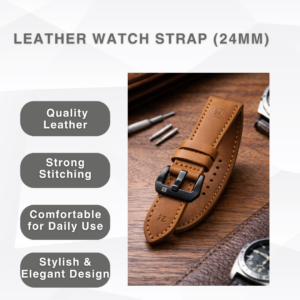 premium leather watch strap 24mm – brown & black stylish watch band