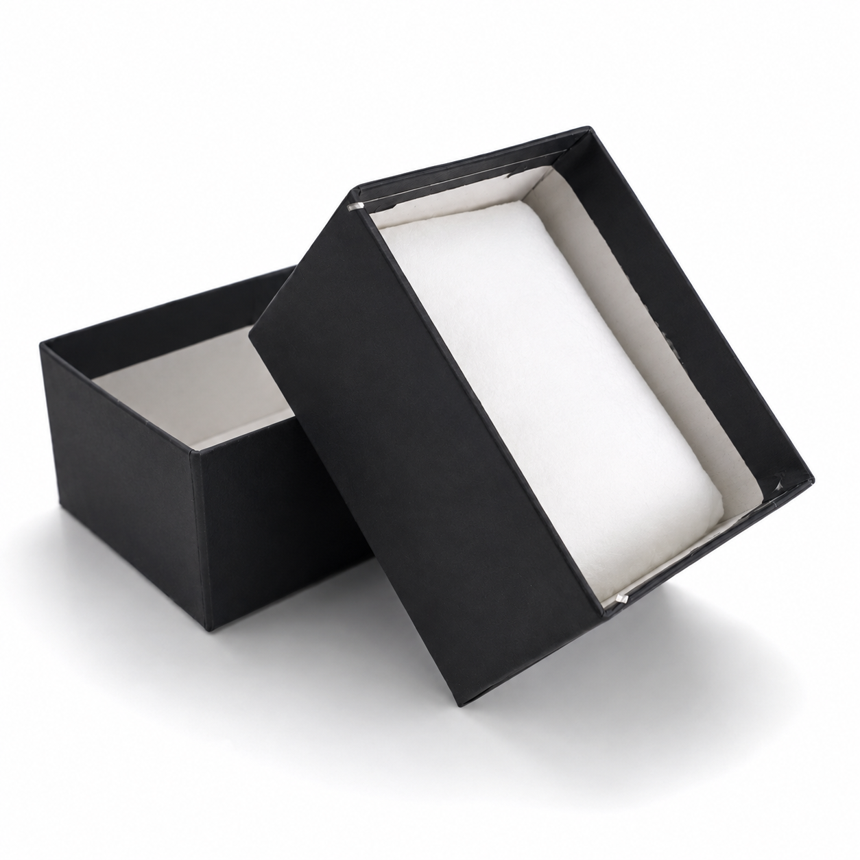 premium black watch gift box three quarter angle white cushion premium black watch gift box three quarter angle white cushion