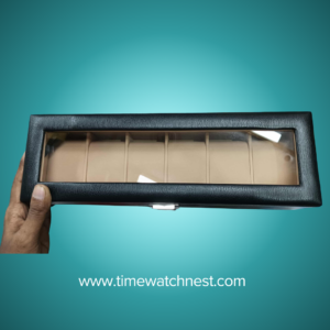 premium 6 slot watch storage box with glass top