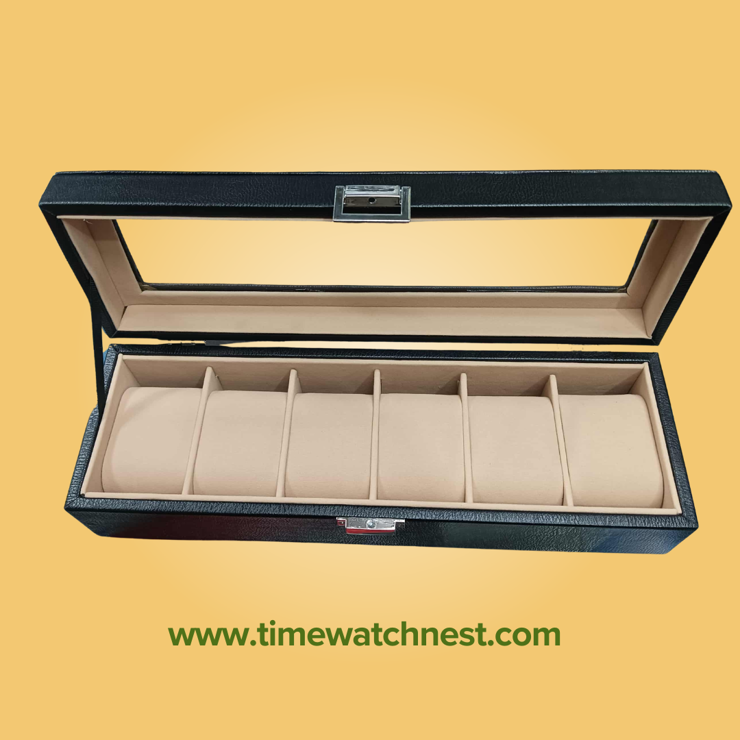 premium 6 slot watch storage box with glass top premium 6 slot watch storage box with glass top