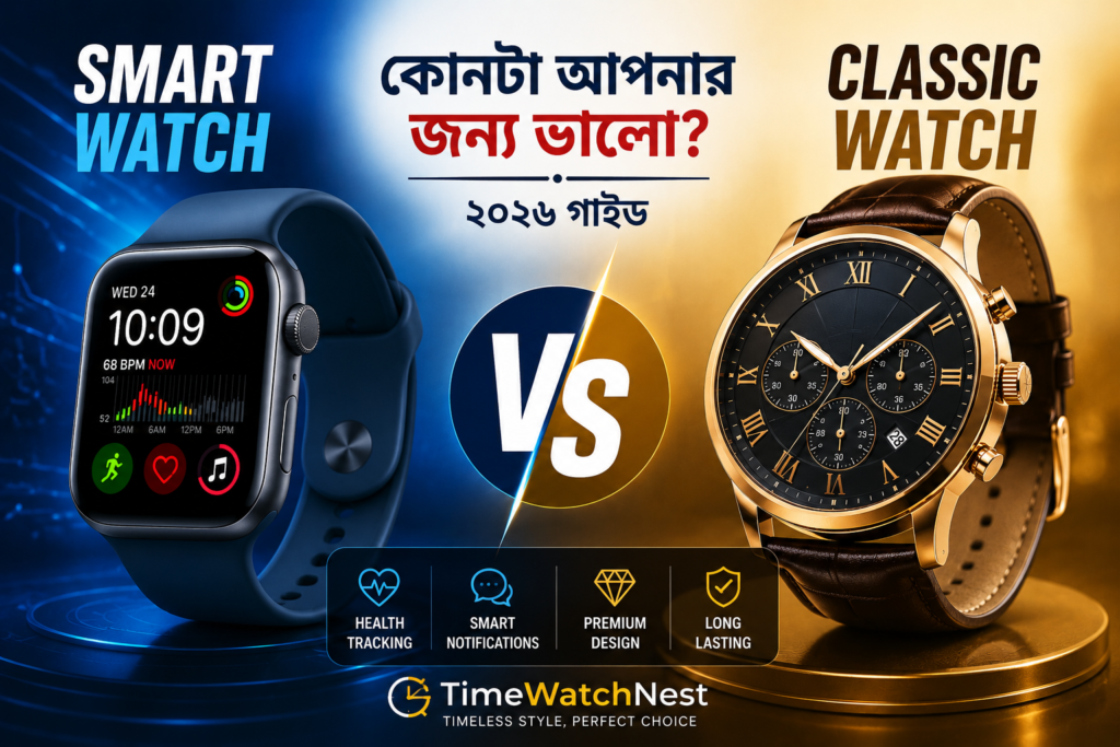 Smart Watch and Classic Watch comparison for stylish and modern lifestyle in 2026