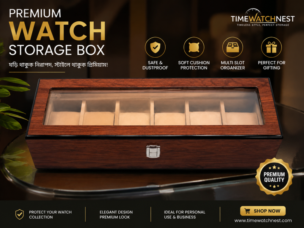 Luxury Wooden Watch Storage Box with Glass Top for Watch Collection