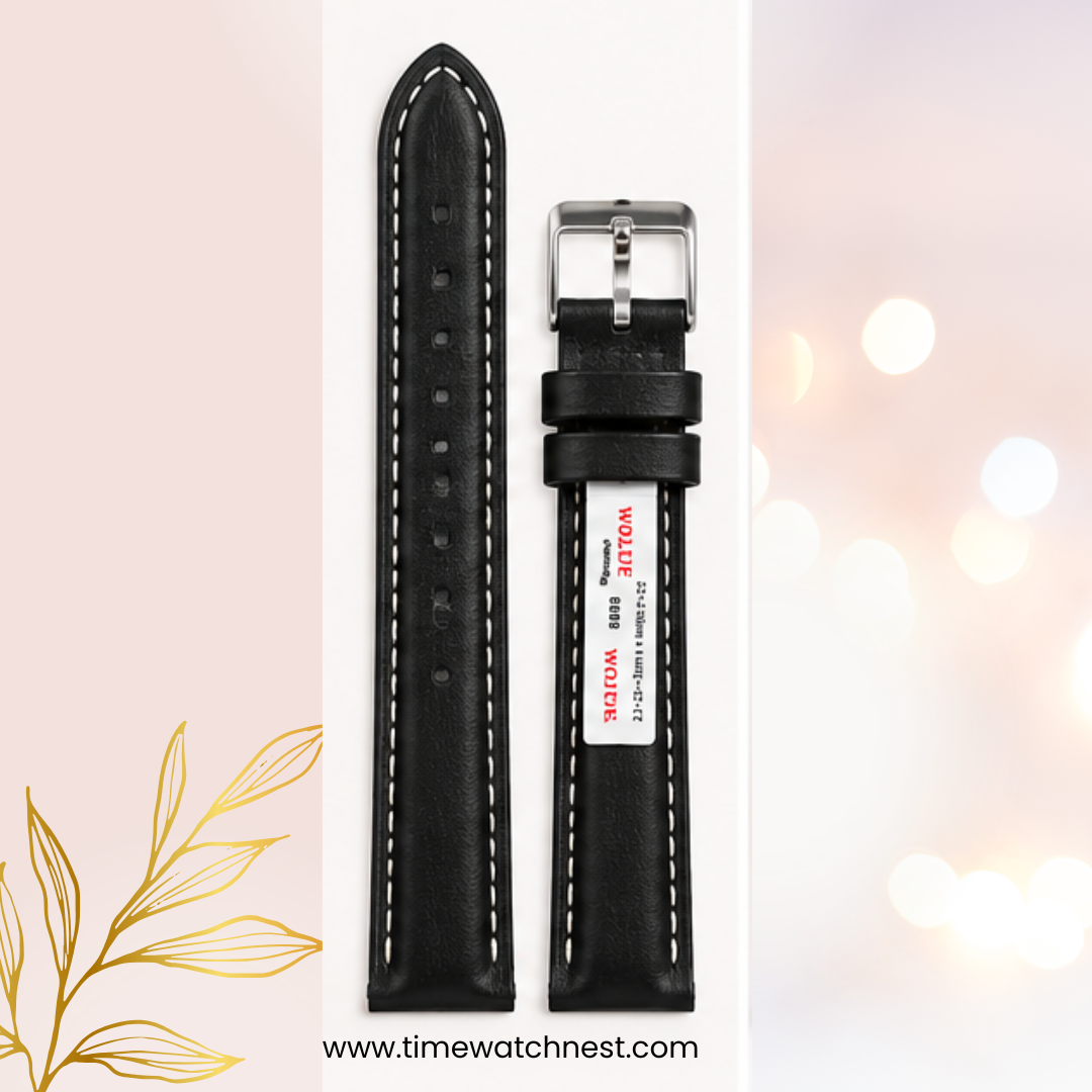 Premium Leather Watch Strap Premium black leather watch strap - high-quality luxury watch band for men in BD