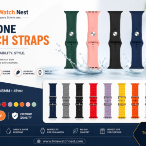 premium silicone watch strap for apple watch & smart watches (42mm/44mm/45mm/49mm) – soft, durable & stylish | time watch nest