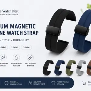 premium magnetic silicone watch strap 18mm 20mm 22mm 24mm | adjustable magnetic watch band