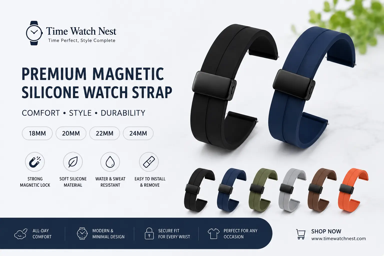 premium magnetic silicone watch strap 18mm 20mm 22mm 24mm | adjustable magnetic watch band premium magnetic silicone watch strap 18mm 20mm 22mm 24mm | adjustable magnetic watch band