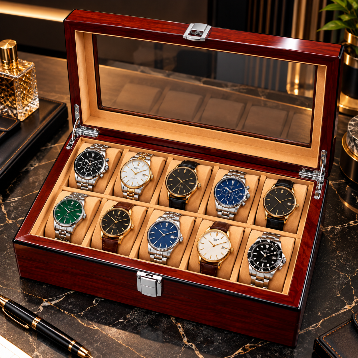 10 slot watch box luxury watch display lifestyle.jpg 10 slot watch box luxury watch display lifestyle.jpg